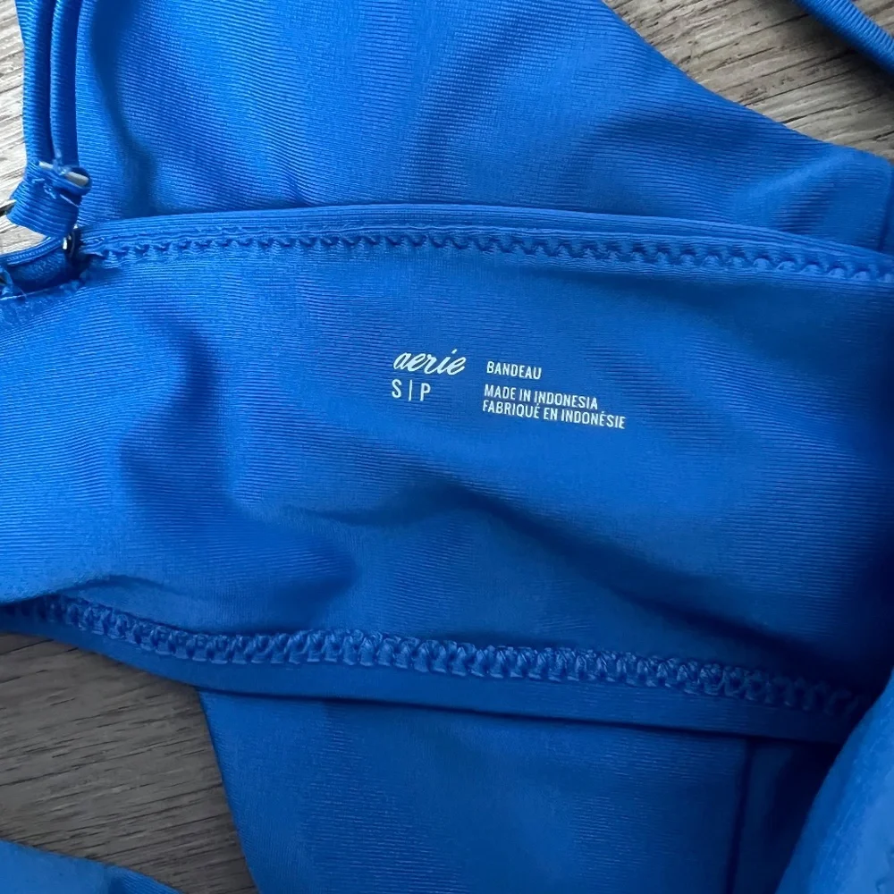 aerie Bright Blue One-Shoulder Bikini Set
